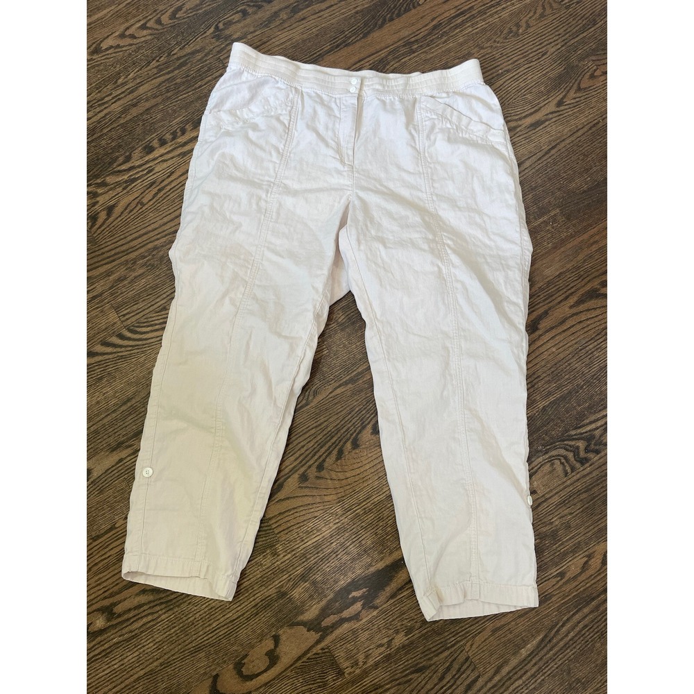 J. Jill Women's 20 Cotton Pull-On Capri Pants Tan‎ Pockets SI10